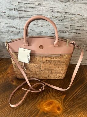 NWT ANNE KLEIN Cork/Dusty Pink Satchel